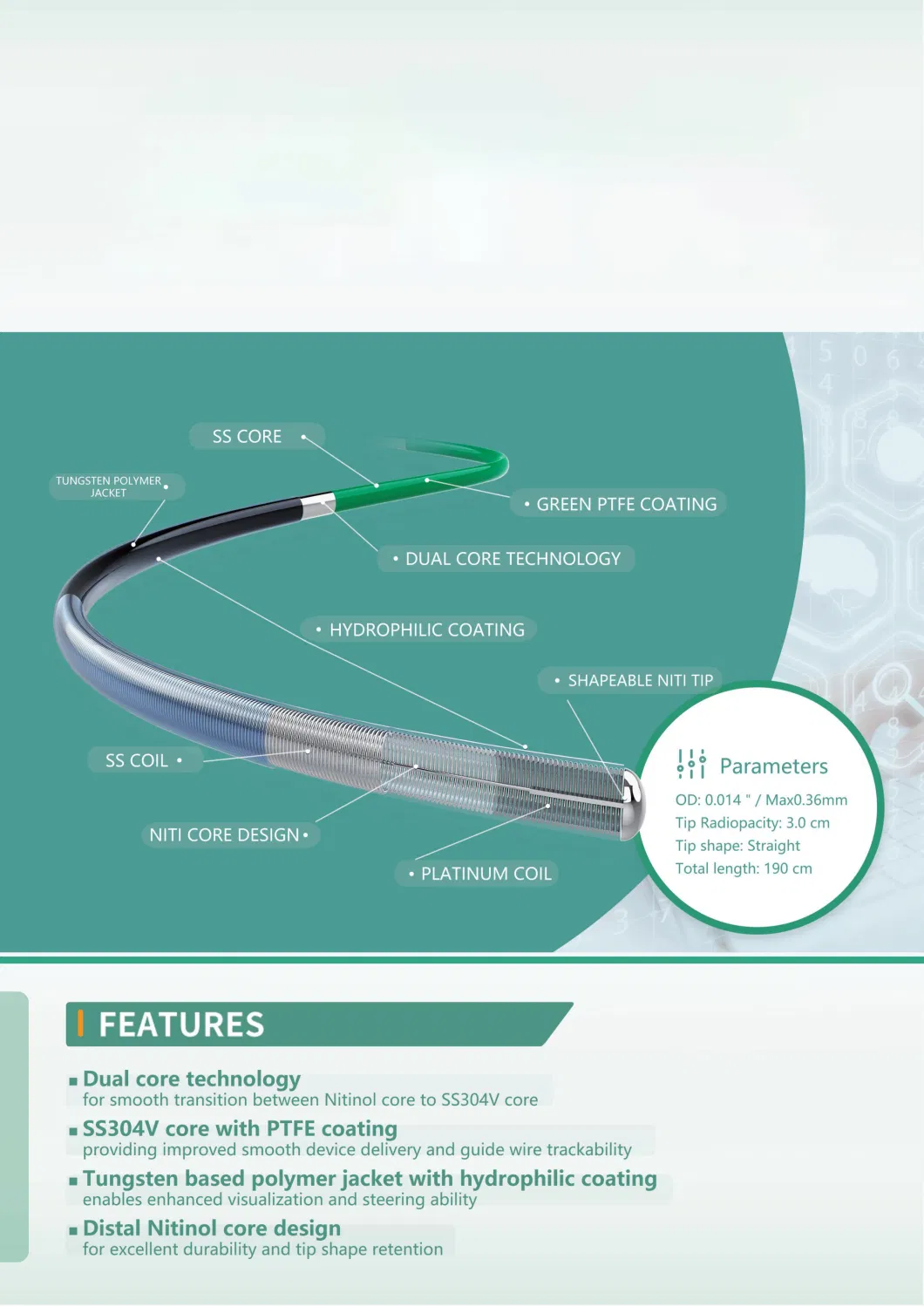 Guide Wire 0.014 Nitinol for Single Use