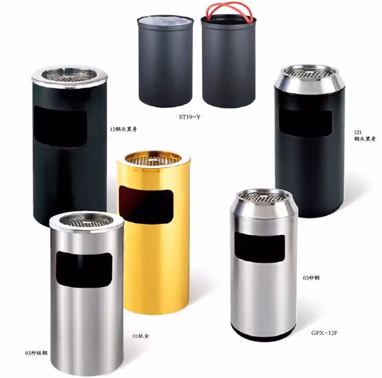 Posacenere Pattumiera Pattumiera per esterni L'acciaio al titanio non ha impronte digitali Cestino per cenere in acciaio inossidabile nero nella hall dell'hotel